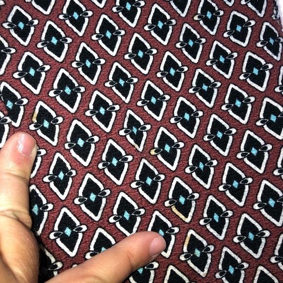 ZARA 70’s Retro Burgundy Geometric Print Flared Trouser Pants Size Medium - Picture 10 of 13